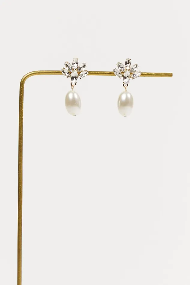 Altar039d State Crystal Cluster Pearl Drop Earrings Women Jewelry