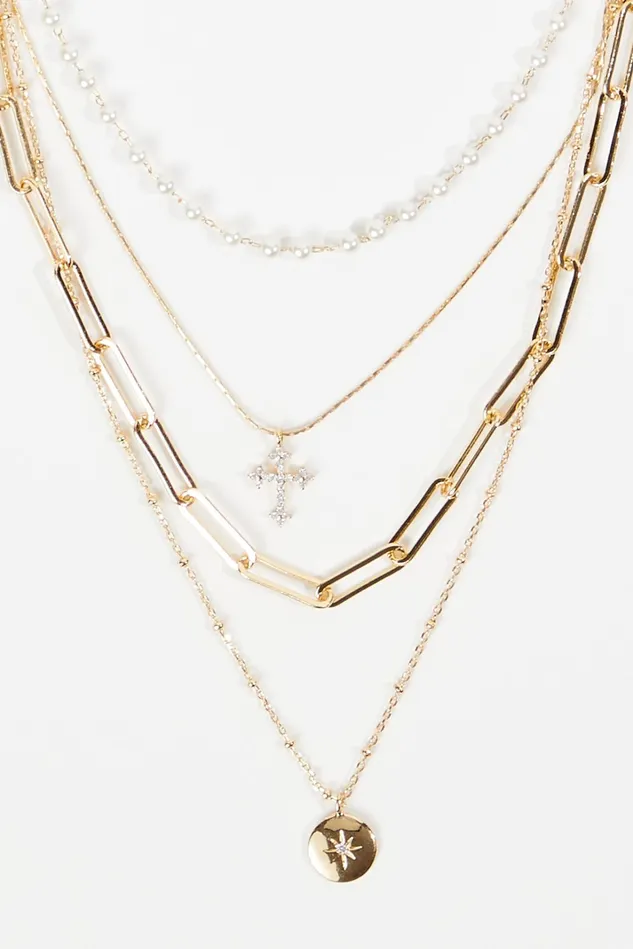 Altar039d State Dainty Pearl Pendant Layered Necklace Women Jewelry