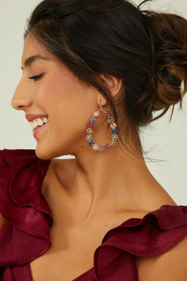 Altar039d State Floral Glass Bead Wrapped Earrings Women Jewelry