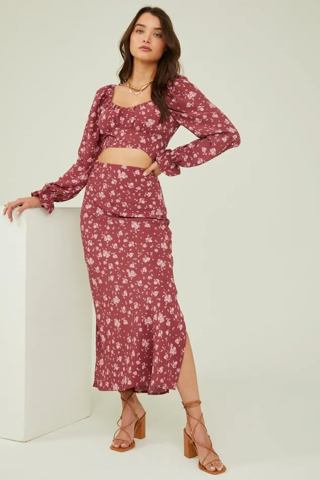 Altar039d State Ivy Floral Maxi Skirt Women Matching Sets