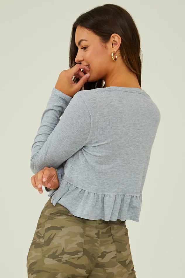 Altar039d State Jada Ribbed Peplum Top Women Blouses