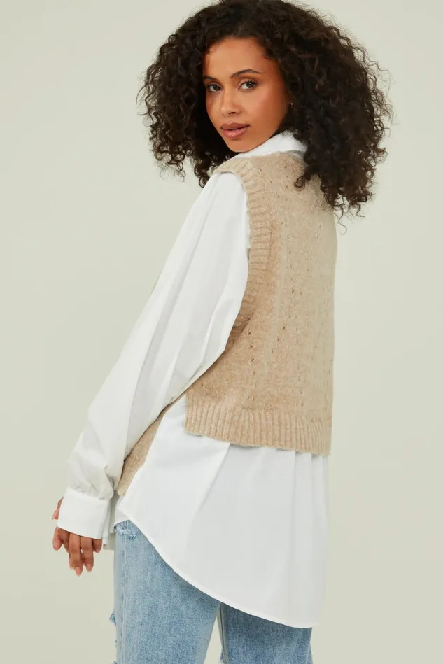 Altar039d State Kienna Layered Buttondown Sweater Women Sweaters