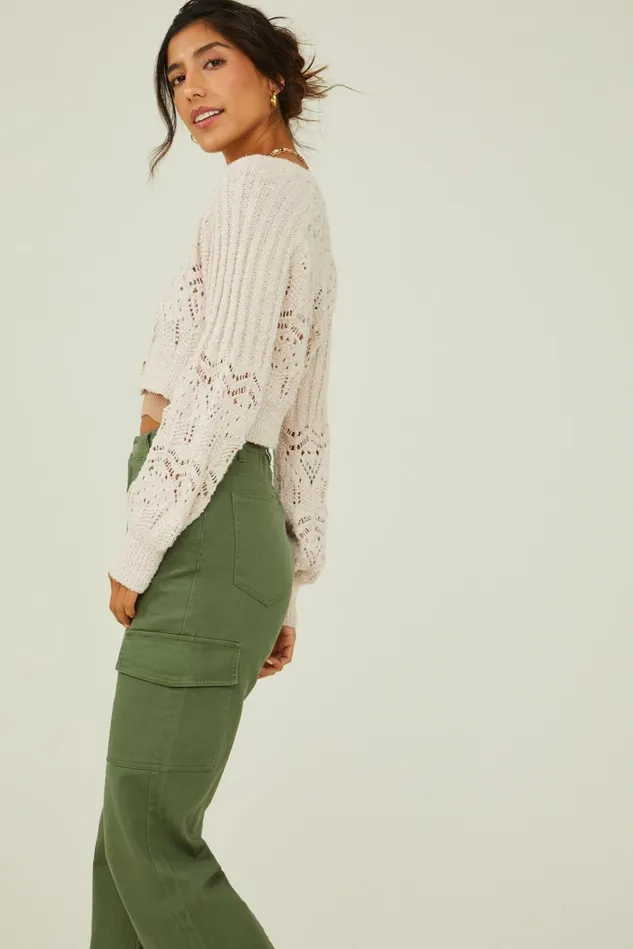 Altar039d State Lacey Cropped Cardigan Women Cardigans