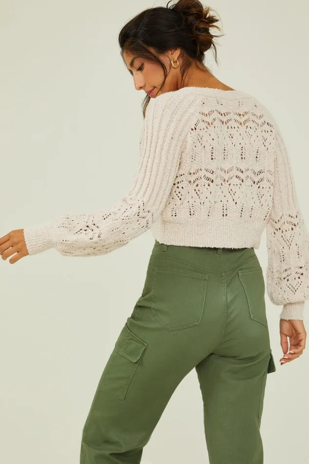 Altar039d State Lacey Cropped Cardigan Women Cardigans