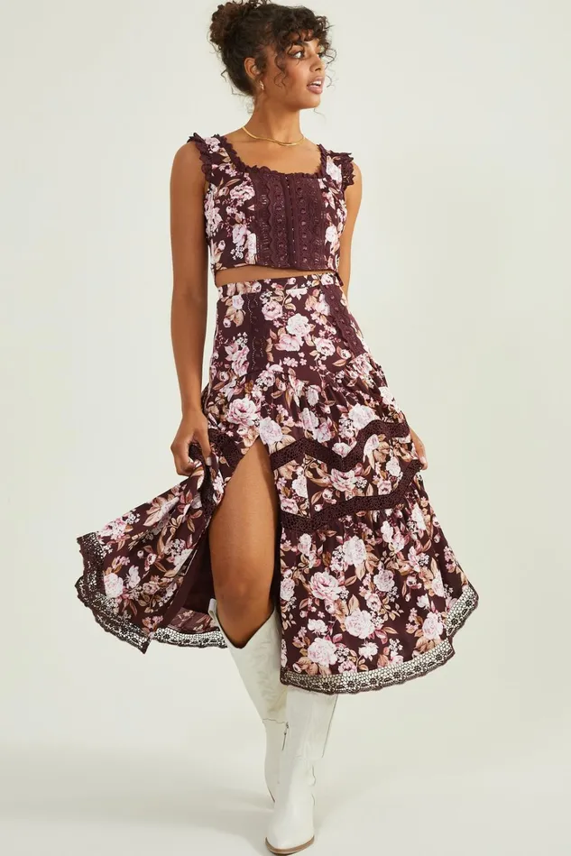 Altar039d State Lacinda Floral Midi Skirt Women Matching Sets