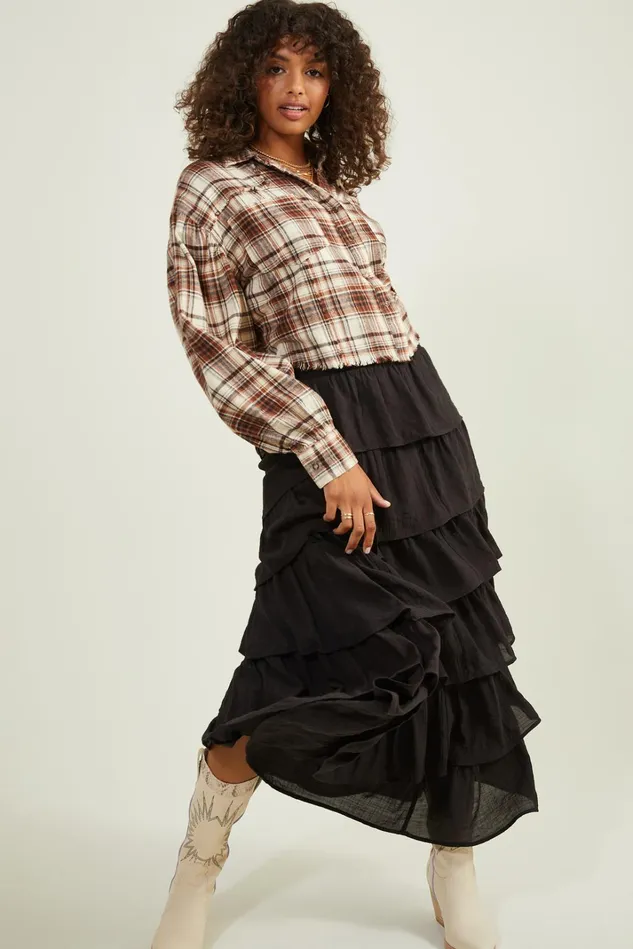 Altar039d State Lena Plaid Button Up Top Women Blouses