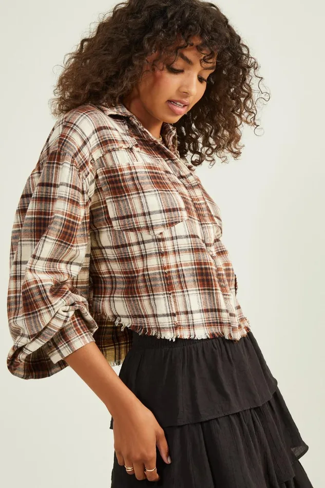Altar039d State Lena Plaid Button Up Top Women Blouses