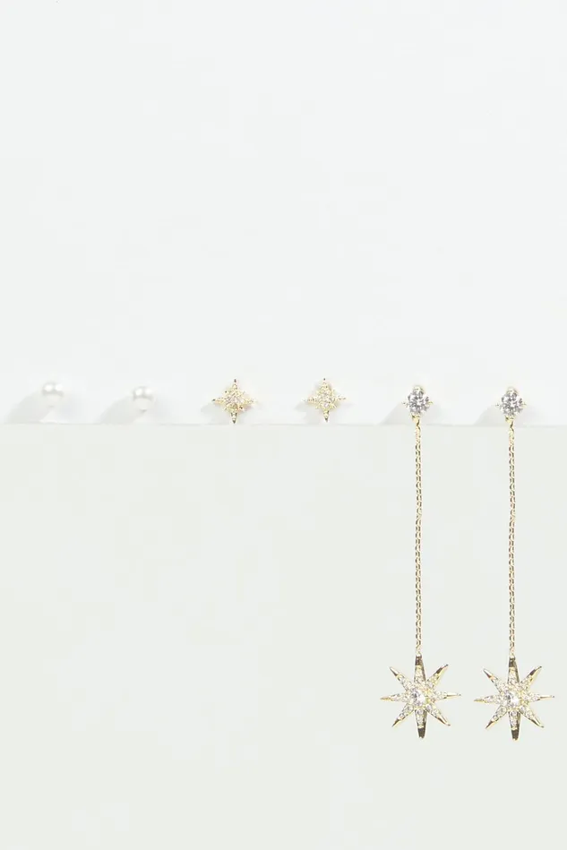 Altar039d State Linear Star Pearl Earrings Women Jewelry