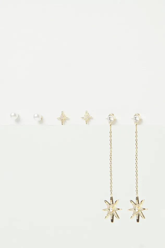 Altar039d State Linear Star Pearl Earrings Women Jewelry