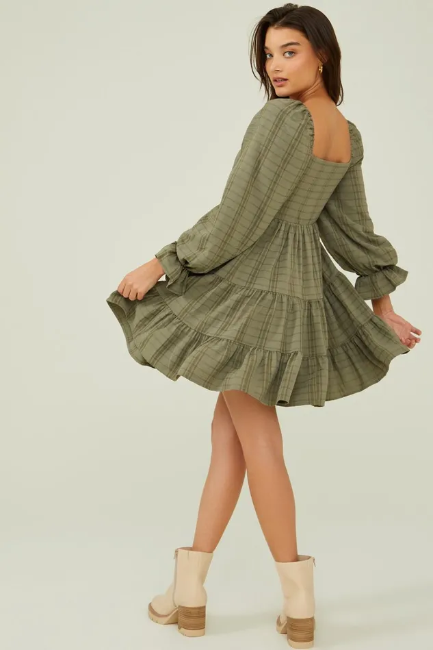 Altar039d State Natalie Plaid Tiered Dress Women Casual