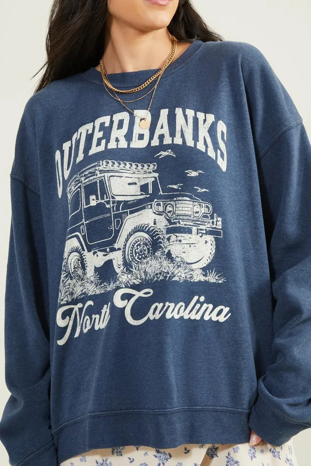 Altar039d State Outer Banks Oversized Fleece Sweatshirt Women Graphics