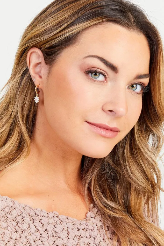 Altar039d State Precious Flower Mini Hoops Women Jewelry