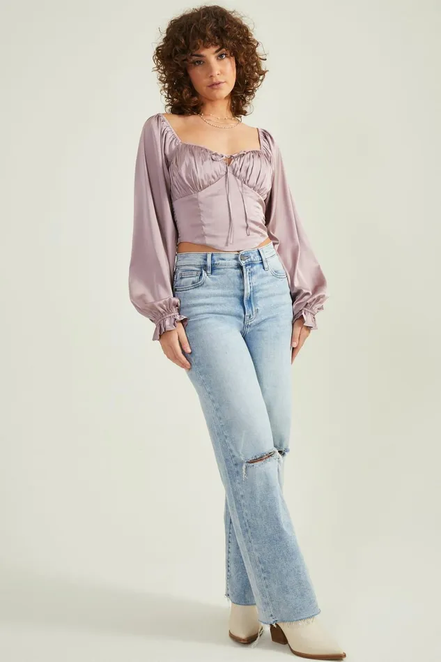 Altar039d State Raven Satin Corset Top Women Blouses