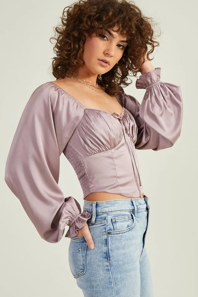 Altar039d State Raven Satin Corset Top Women Blouses