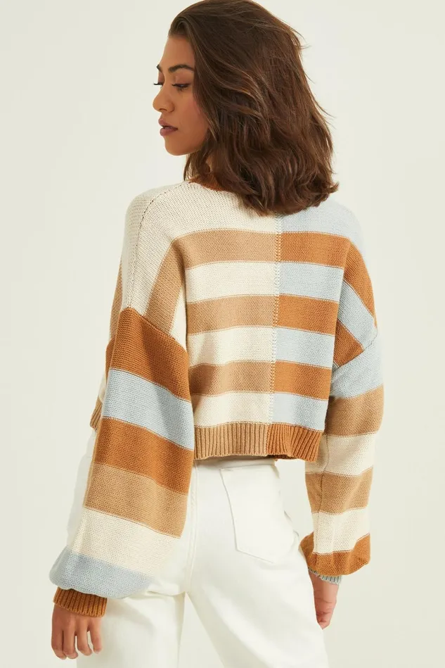 Altar039d State Sarah Split Striped Sweater Women Cropped Sweaters