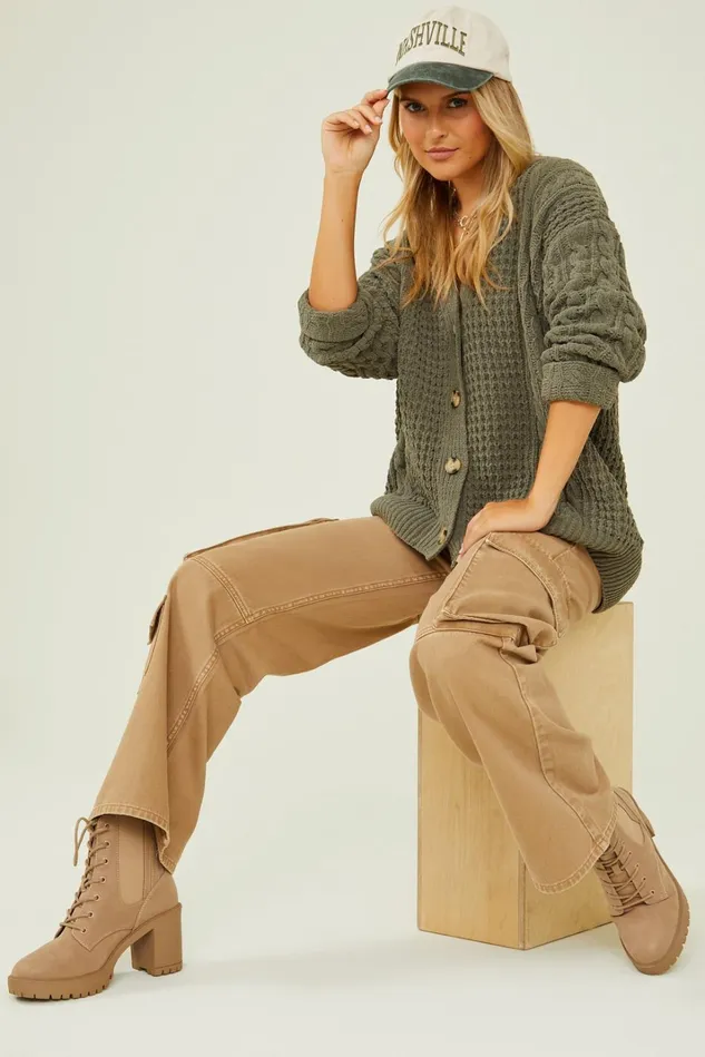 Altar039d State Serenity Cable Knit Oversized Cardigan Women Sweaters