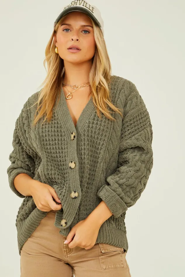 Altar039d State Serenity Cable Knit Oversized Cardigan Women Sweaters