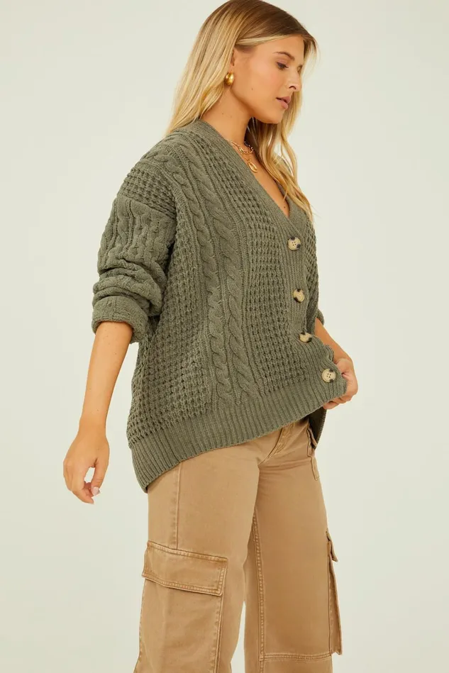 Altar039d State Serenity Cable Knit Oversized Cardigan Women Sweaters