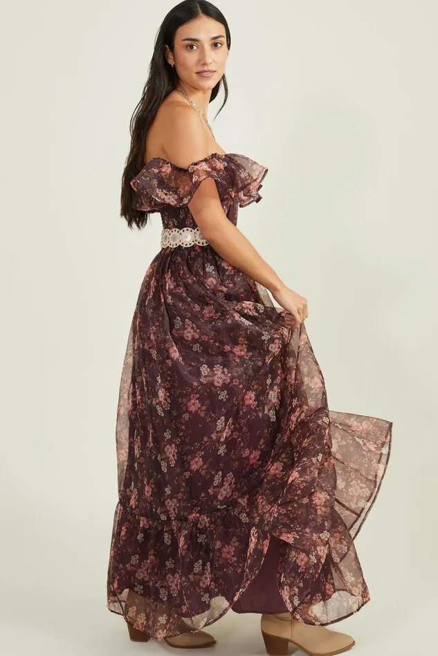 Altar039d State Valentina Ruffle Floral Maxi Dress Women Maxi Midi