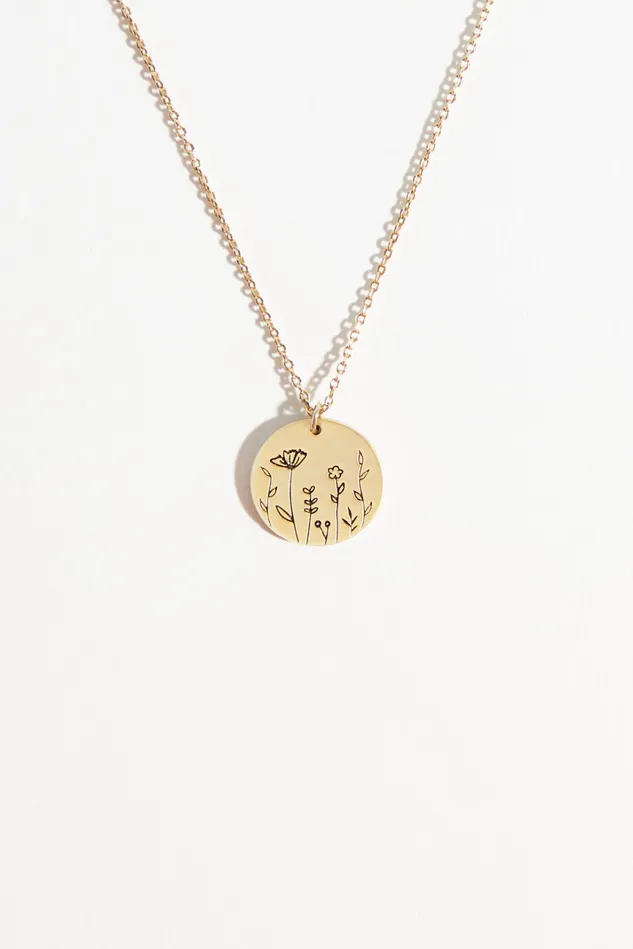 Altar039d State Wildflower Coin Necklace Women Jewelry
