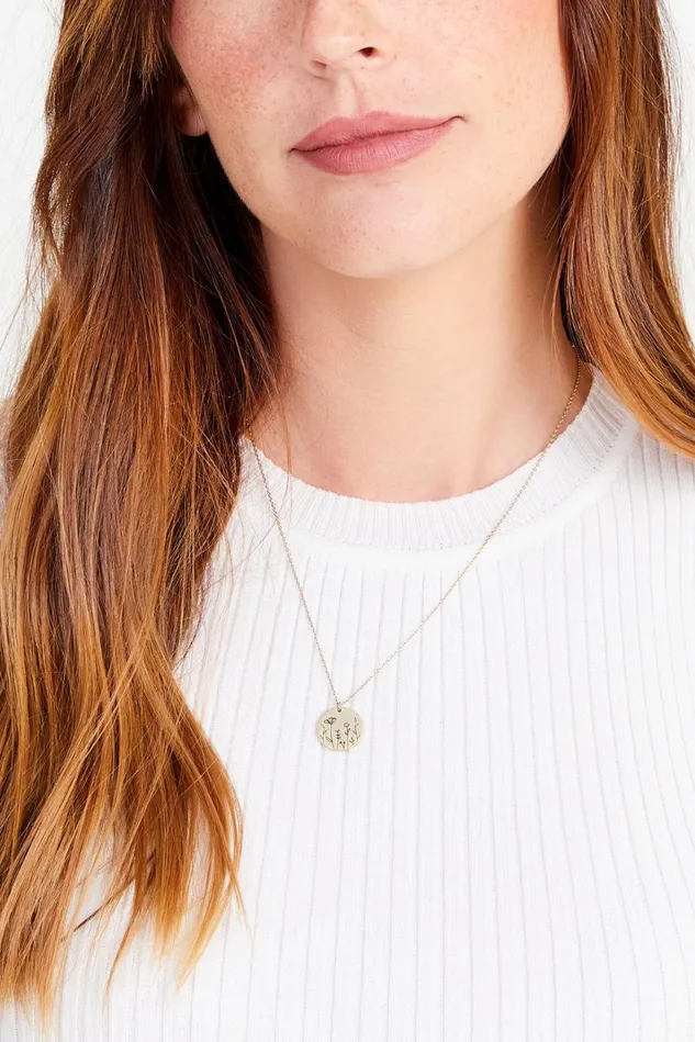 Altar039d State Wildflower Coin Necklace Women Jewelry