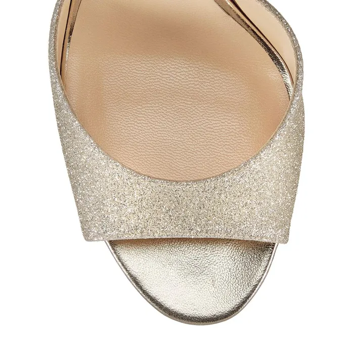 Annie 85 Platinum Ice Dusty Glitter Peep Toe Sandals Platinum Ice Women JIMMY CHOO Bridal Shoes