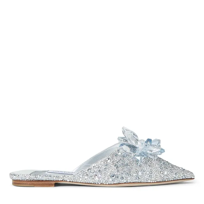 Athea Flat Crystal Covered Shimmer Suede Slide On Mules Crystal Women JIMMY CHOO Bridal Shoes Athea Flat Crystal Covered Shimmer Suede Slide On Mules Crystal Women JIMMY CHOO Bridal Shoes