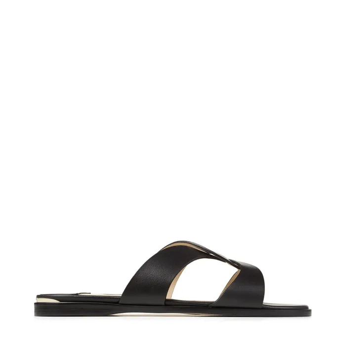 Atia Flat Black Vachetta Leather Flat Sandals With Crossover Straps Black Women JIMMY CHOO Flats Atia Flat Black Vachetta Leather Flat Sandals With Crossover Straps Black Women JIMMY CHOO Flats
