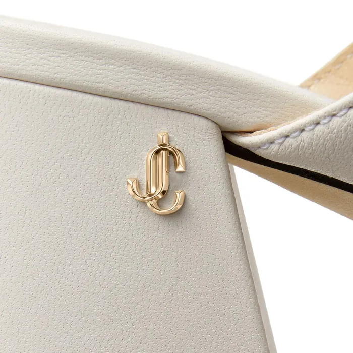 Auna 65 Latte Nappa Leather BlockHeel Mules With Jc Emblem Latte Women JIMMY CHOO Mules