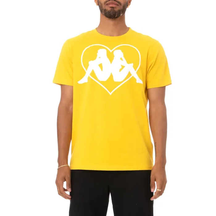 Authentic Love Zielona TShirt 8211 Yellow Yellow Kappa Mens TShirts Casaul