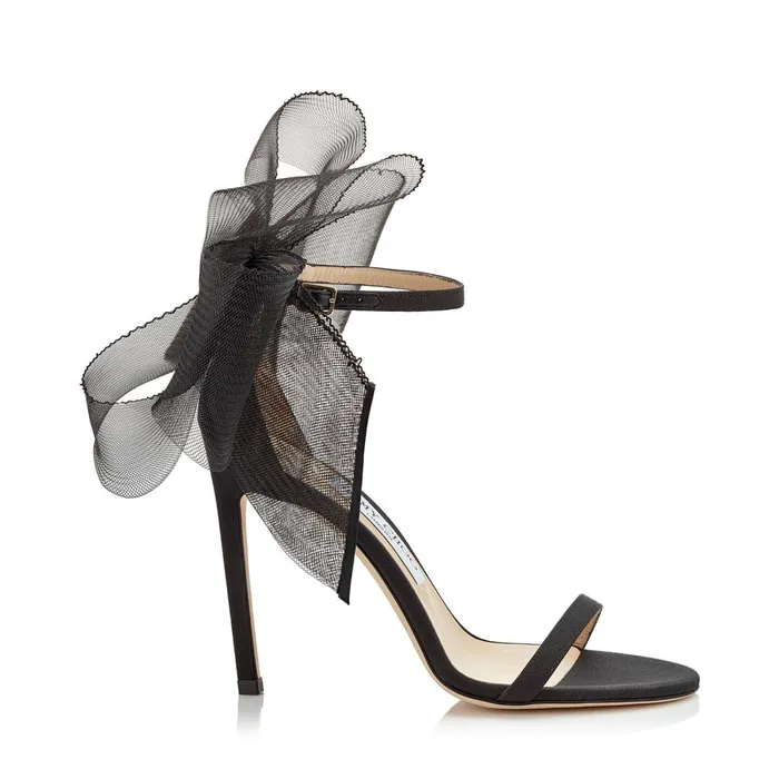 Aveline 100 Black Sandal With Asymmetric Grosgrain Mesh Fascinator Bows Blackblack Women JIMMY CHOO Sandals Aveline 100 Black Sandal With Asymmetric Grosgrain Mesh Fascinator Bows Blackblack Women JIMMY CHOO Sandals