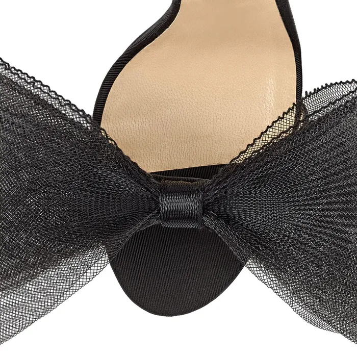 Aveline 100 Black Sandal With Asymmetric Grosgrain Mesh Fascinator Bows Blackblack Women JIMMY CHOO Sandals
