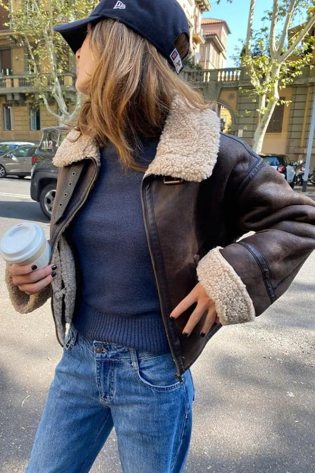 Aviator Jacket Women Subdued Coats and Jackets