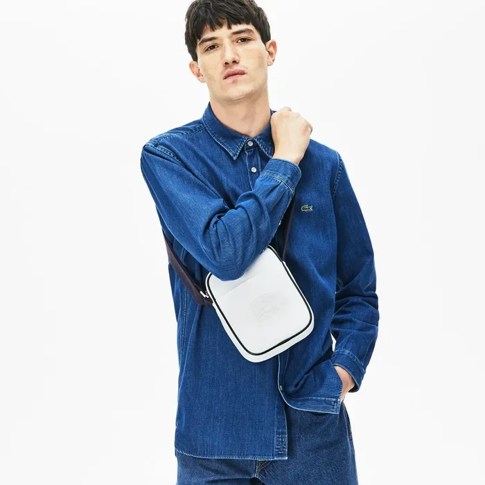 Bags Lacoste Mens 1930s Original Coated Canvas Vertical Bag White Peacoat Casaul Bags Lacoste Mens 1930s Original Coated Canvas Vertical Bag White Peacoat Casaul