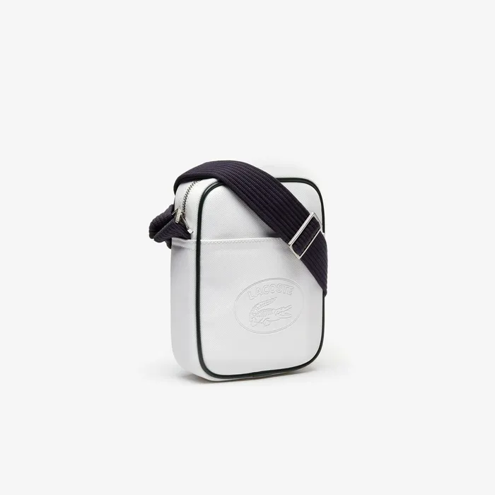 Bags Lacoste Mens 1930s Original Coated Canvas Vertical Bag White Peacoat Casaul