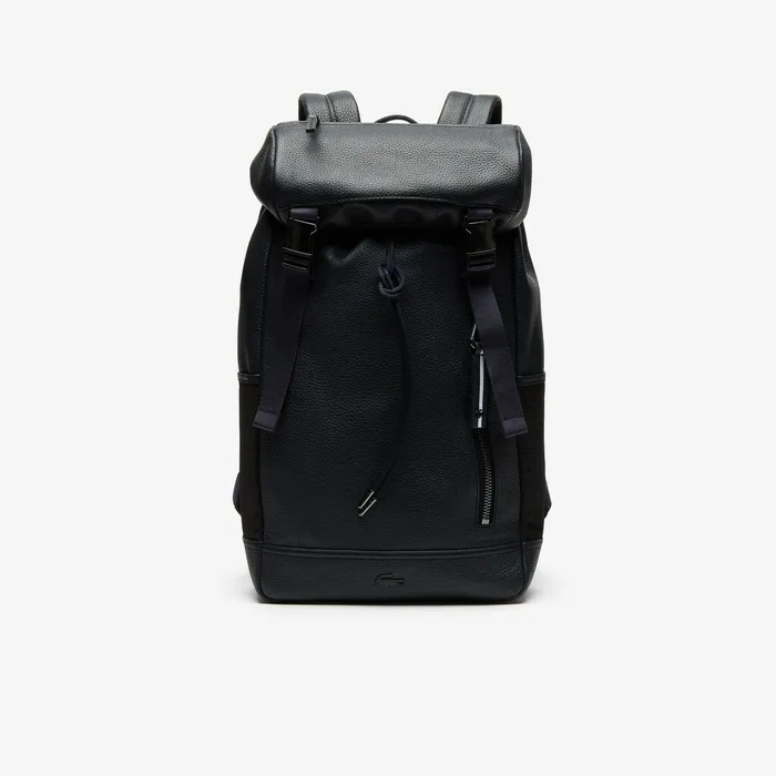 Bags Lacoste Mens Altitude Grained Leather Flap Backpack Phantom Dark Sapphire Gift 4 You