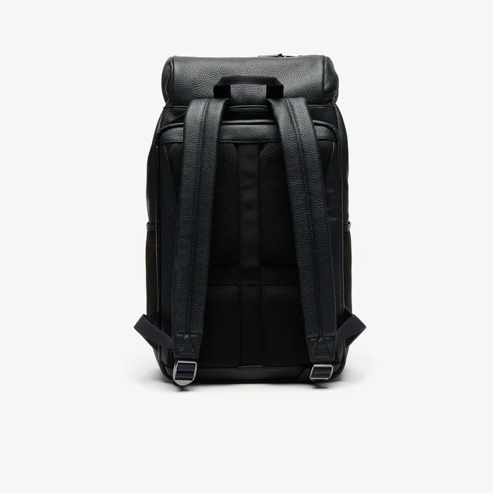 Bags Lacoste Mens Altitude Grained Leather Flap Backpack Phantom Dark Sapphire Gift 4 You