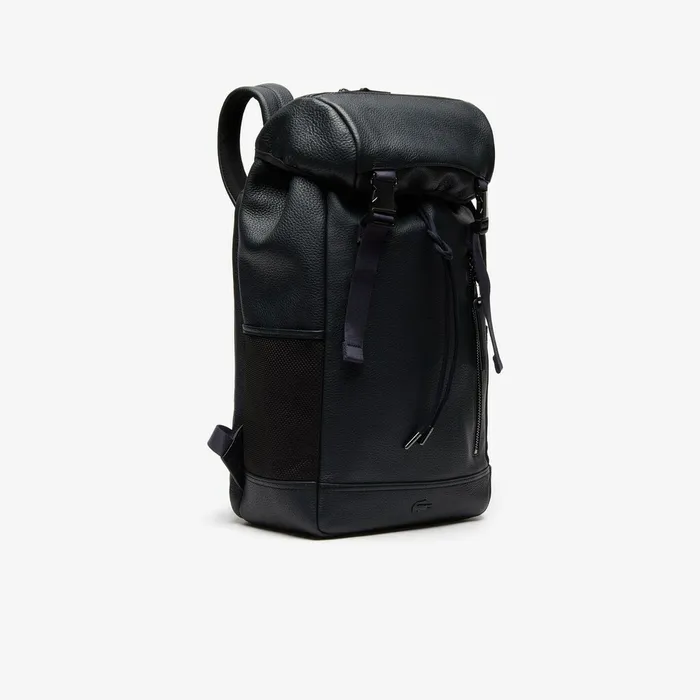 Bags Lacoste Mens Altitude Grained Leather Flap Backpack Phantom Dark Sapphire Gift 4 You