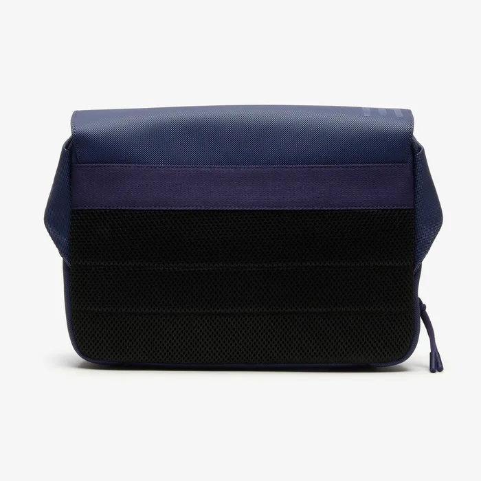 Bags Lacoste Mens L1212 Clipped Flap Adjustable Shoulder Strap Small Pouch Blue Depths Cheap On Sale