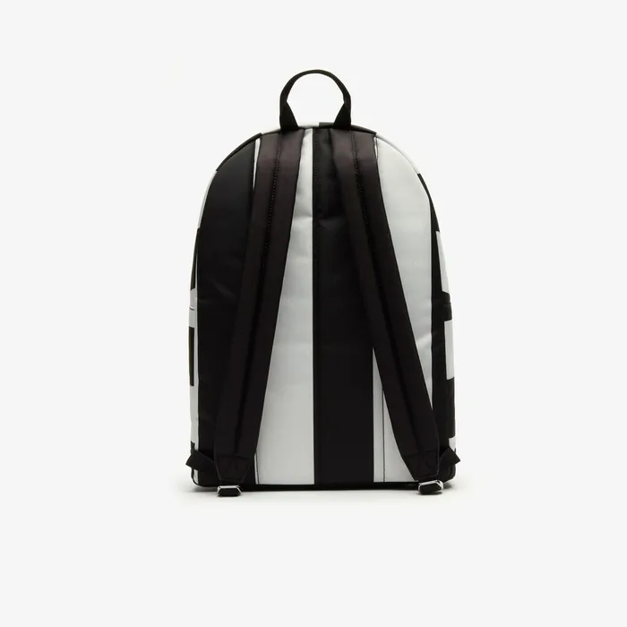 Bags Lacoste Mens LIVE Detachable Pouch Striped Backpack Noir Blanc Outlet
