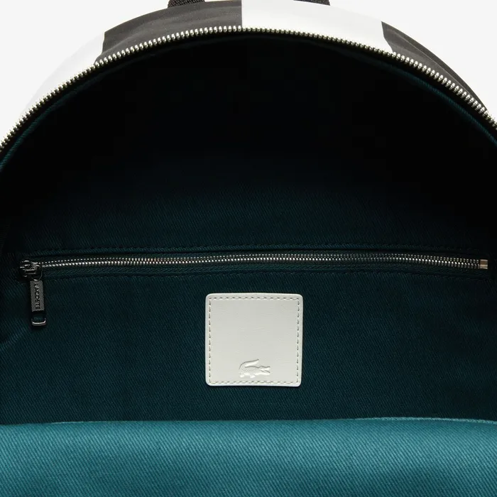 Bags Lacoste Mens LIVE Detachable Pouch Striped Backpack Noir Blanc Outlet