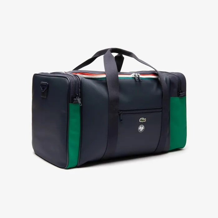 Bags Lacoste Mens Roland Garros TwoTone Nylon Zippered Sports Bag Peacoat Verdant Green Mol Shop Online