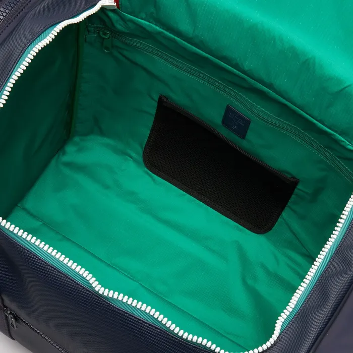 Bags Lacoste Mens Roland Garros TwoTone Nylon Zippered Sports Bag Peacoat Verdant Green Mol Shop Online
