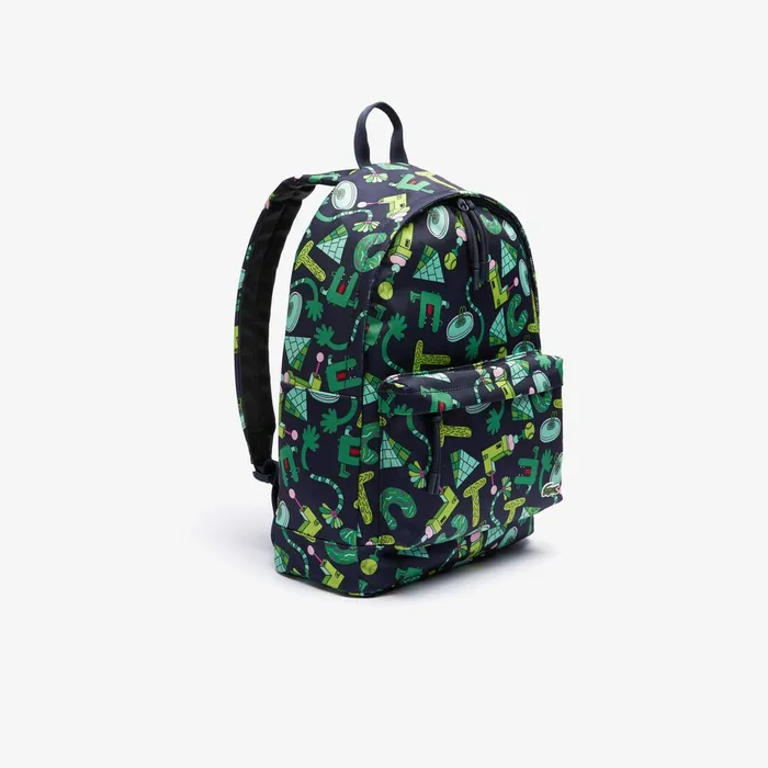 Bags Lacoste Mens x Jeremyville Croc Graphic Printed Backpack Croc Allover Gift for Friend