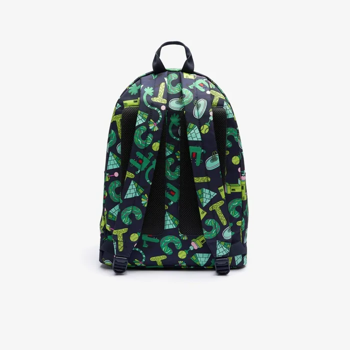 Bags Lacoste Mens x Jeremyville Croc Graphic Printed Backpack Croc Allover Gift for Friend