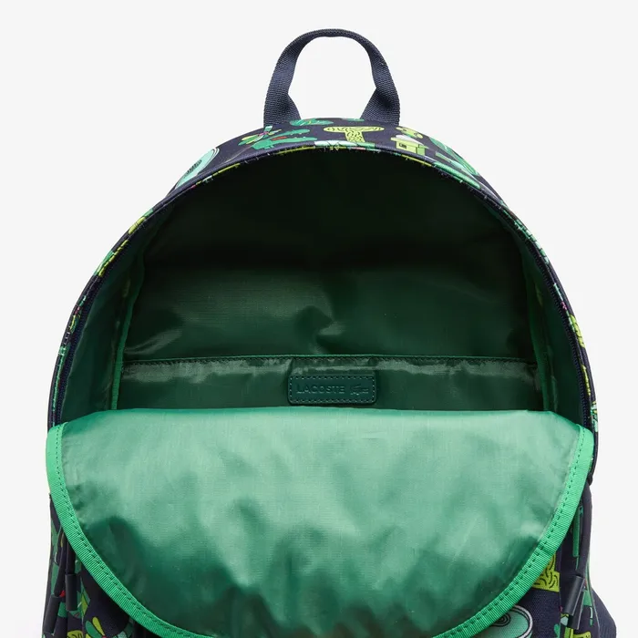 Bags Lacoste Mens x Jeremyville Croc Graphic Printed Backpack Croc Allover Gift for Friend