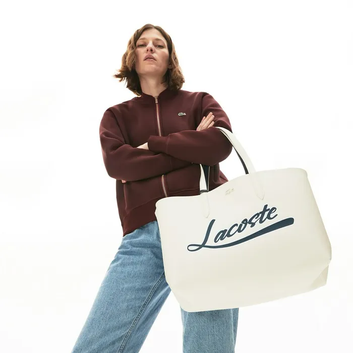Bags Lacoste Womens Anna Removable Pouch Signature Reversible Tote Typo Marshmallow Dark Sap On Sale Bags Lacoste Womens Anna Removable Pouch Signature Reversible Tote Typo Marshmallow Dark Sap On Sale
