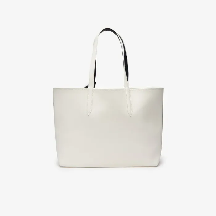 Bags Lacoste Womens Anna Removable Pouch Signature Reversible Tote Typo Marshmallow Dark Sap On Sale