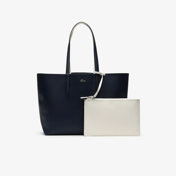 Bags Lacoste Womens Anna Reversible Tote Bag Dark Sapphire Marshmallow Online Store