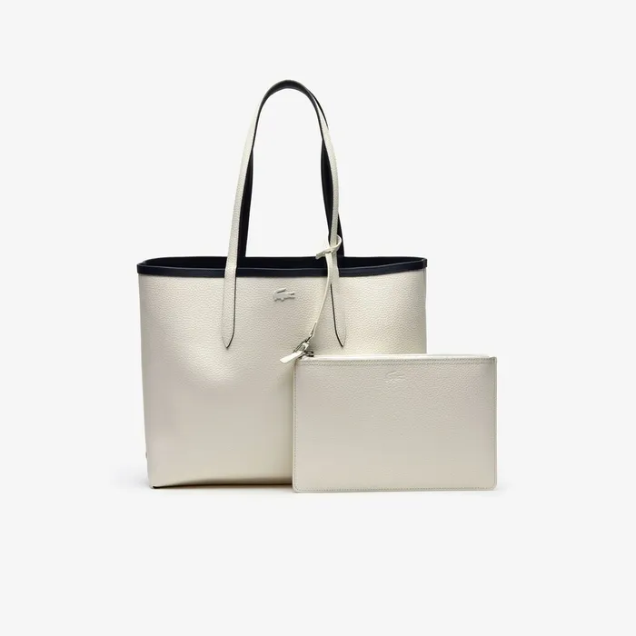 Bags Lacoste Womens Anna Reversible Tote Bag Dark Sapphire Marshmallow Online Store